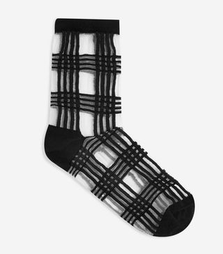 Topshop + Black Gingham Sheer Socks