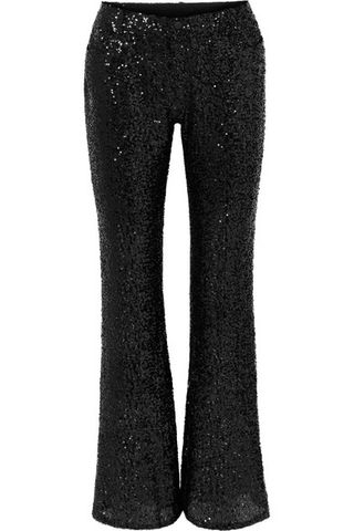 Anna Sui + Sparkling Nights Sequined Mesh Flared Pants