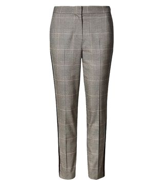 Marks & Spencer + Checked Straight Leg Trousers