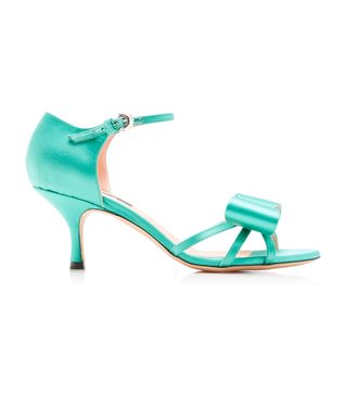 Rochas + Satin Bow Mid Heel Sandals