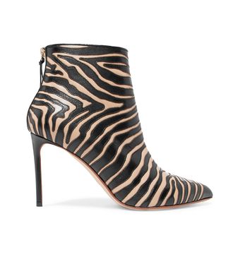 Francesco Russo + Zebra-Appliquéd Leather Ankle Boots