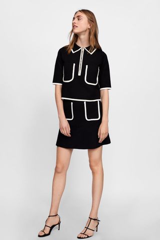 Zara + Skirt With Contrast Piping