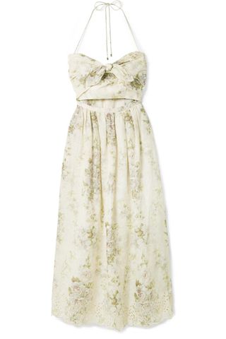 Zimmermann + Iris Cutout Floral-print Broderie Anglaise Linen Dress