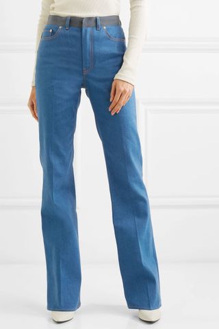 Adeam + Grosgrain-Trimmed Mid-Rise Flared Jeans