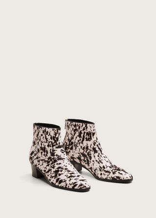 Violeta by Mango + Animal Print Leather Ankle Boots