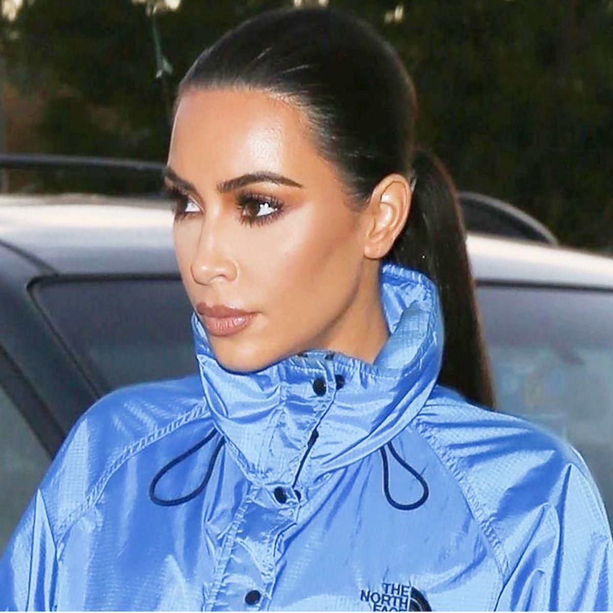 Kim kardashian north 2025 face blue jacket