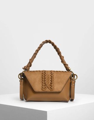 Charles & Keith + Textured Front Flap Bag