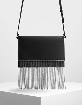 Charles & Keith + Chain Fringe Detail Clutch