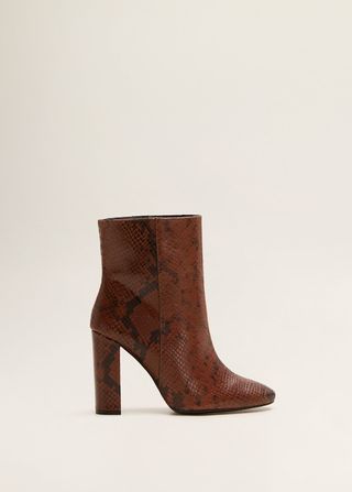 Mango + Snake Leather Ankle Boots