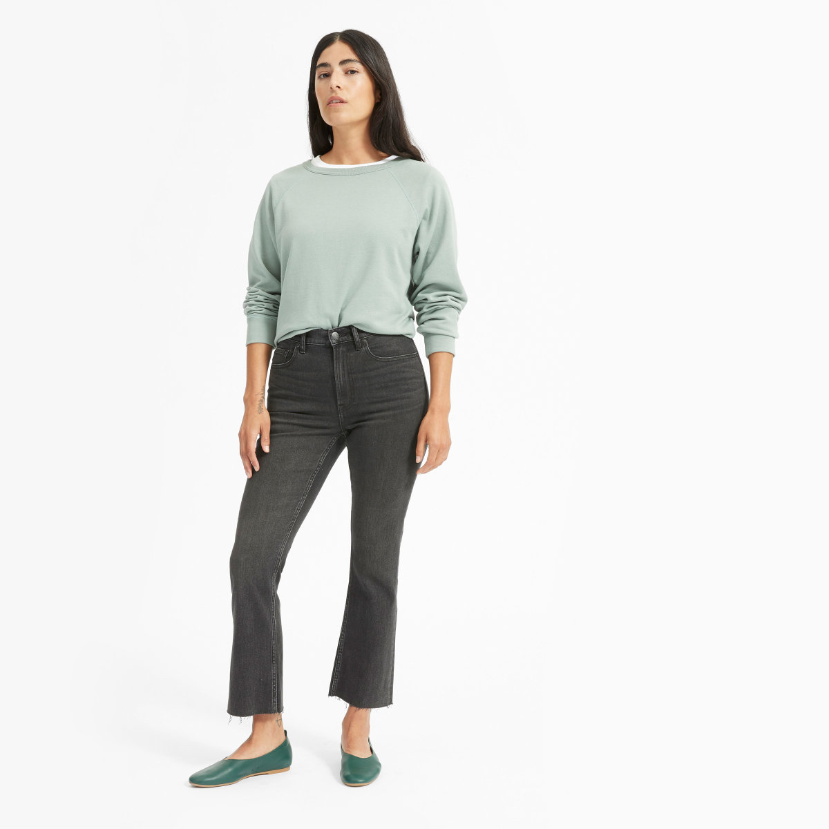 Everlane + High Rise Skinny Crop Raw Hem Jeans