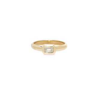 Zoe Chicco + 14K Bezel Set Emerald Cut Diamond Ring
