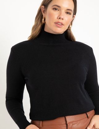 Eloquii + Turtleneck Shoulder Pad Sweater