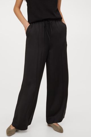 H&M + Wide-Cut Silk-Blend Pants