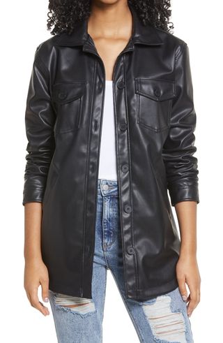 BP + Faux Leather Collar Jacket