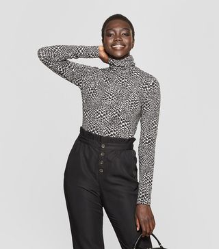 Who What Wear x Target + Leopard Print Long Sleeve Turtle Neck