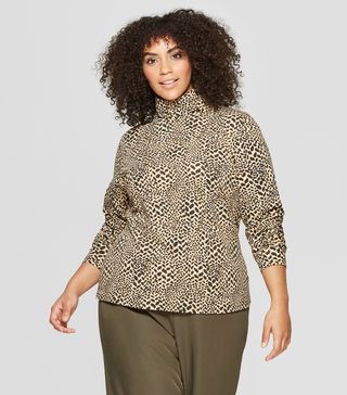 Who What Wear x Target + Leopard Print Long Sleeve Turtle Neck