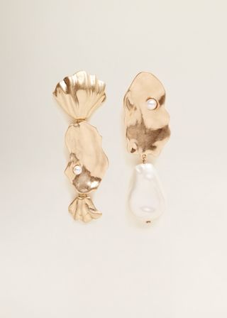 Mango + Pearl Detail Asymmetric Earrings