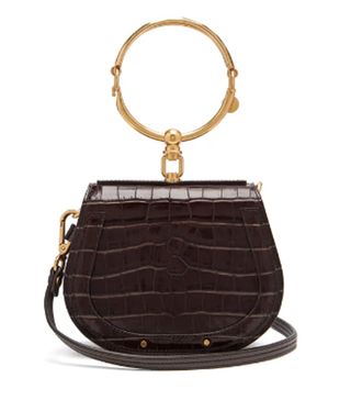 Chloé + Nile Small Crocodile-Effect Leather Crossbody Bag