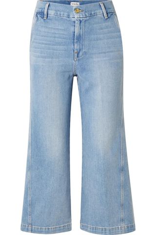 Frame + Twisted Cropped High-Rise Wide-Leg Jeans