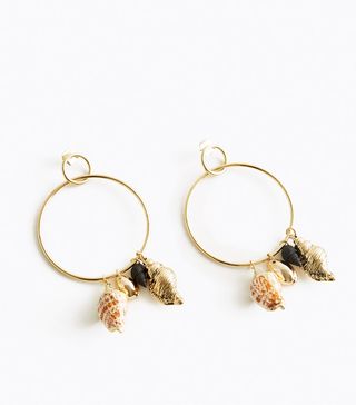 Uterqüe + Hoop Earrings With Sea Shells