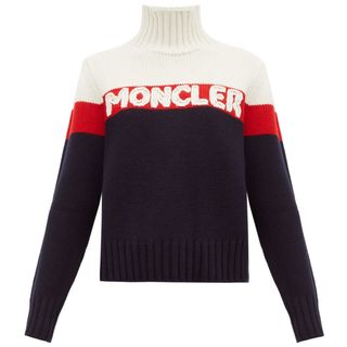 Moncler + Logo-Jacquard Striped Wool-Blend Jumper