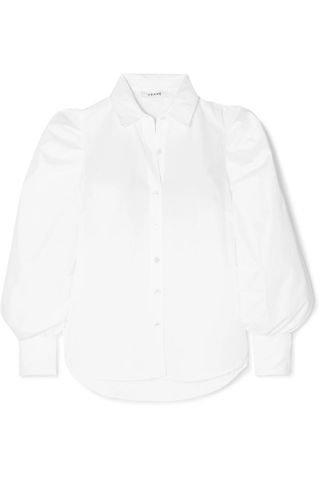 Frame + Ruched Cotton-Poplin Shirt
