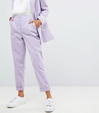 ASOS Design + Turn-Up Tapered Cord Trousers