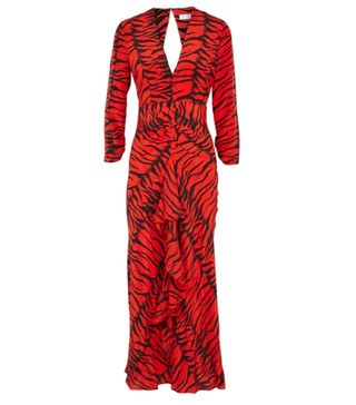 Rixo + Rose Tiger-Print Silk Maxi Dress