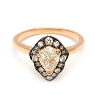 Anna Sheffield + Camellia Petal Yellow Gold & White Diamond Ring