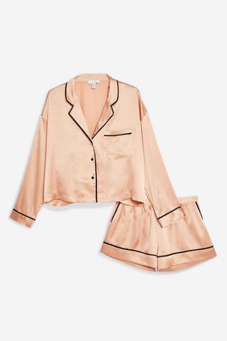 Topshop + Pink Satin Pajama Set