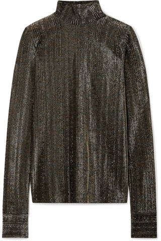 Les Rêveries + Ribbed Lurex Turtleneck Top