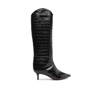 Schutz + Maryana Lo Crocodile-Embossed Leather Boot
