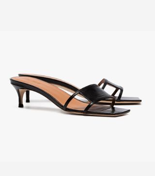 By Far + Black Virgo 45 Leather Square Toe Cutout Mules