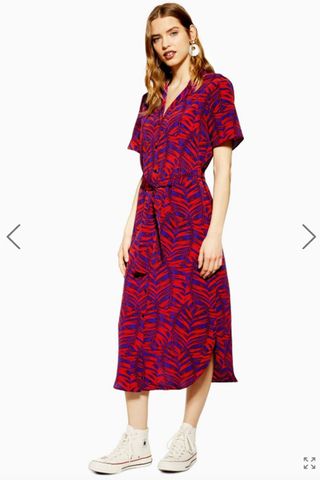 Topshop + Palm Print Bowler Dress