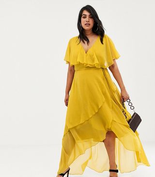 ASOS Design + Curve Maxi Dress With Cape Back and Dipped Hem