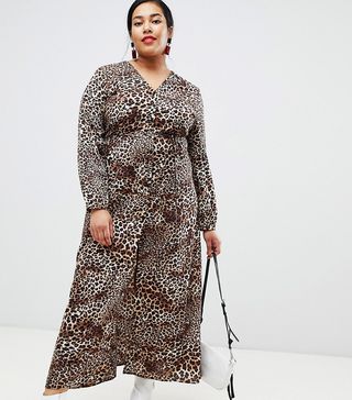 Glamorous Curve + Maxi Tea Dress in Leopard Print