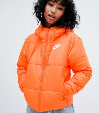 Nike + Orange Small Logo Padded Jacket