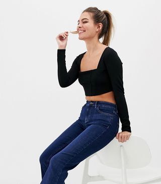 New Look + Crop With Square Neck Top in Black