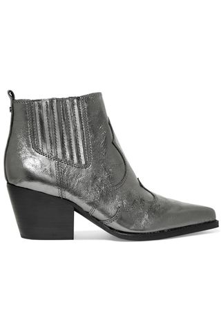 Sam Edelman + Winona Metallic Textured-Leather Ankle Boots