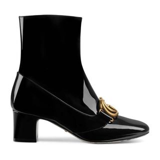 Gucci + Patent Leather Ankle Boots With Double G