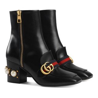 Gucci + Leather Mid-Heel Ankle Boots