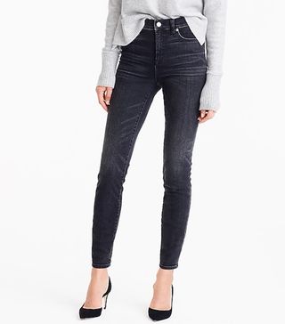 J.Crew + High Rise Toothpick Jeans in Charcoal