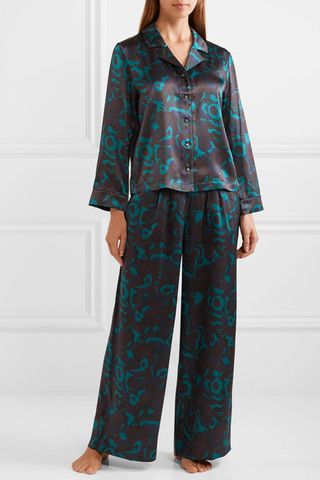 Eres + Beryl Floral-Print Silk-Satin Pajama Top