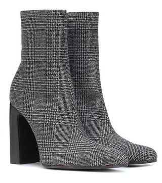 Balenciaga + Checked Wool Ankle Boots