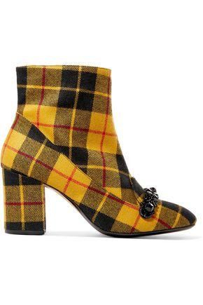 No21 + Crystal-Embellished Checked Flannel Ankle Boots