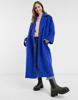 ASOS Design + Oversized Slouchy Coat in Cobalt