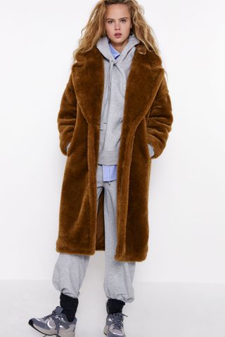 Zara + Faux Fur Trim Coat
