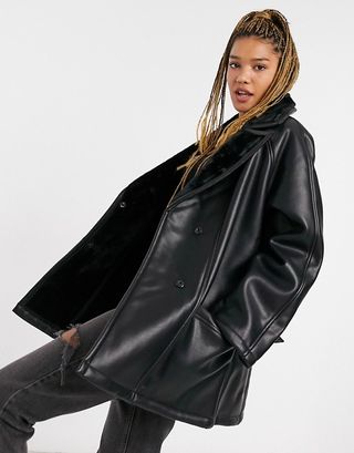 Asos + Luxe Shearling Belted Jacket