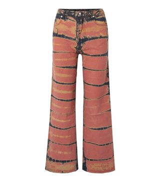 Echkaus Latta + Cropped Tie-Dyed High-Rise Wide-Leg Jeans