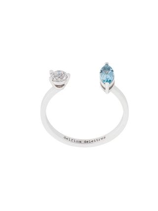 Delfina Delettrez + Dots Solitaire Aquamarine and Diamond Ring